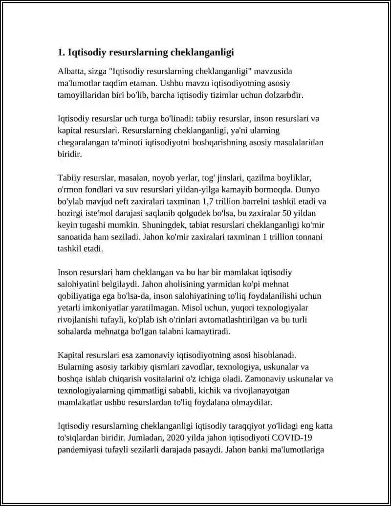 Iqtisodiy resurslarning cheklanganligi 3