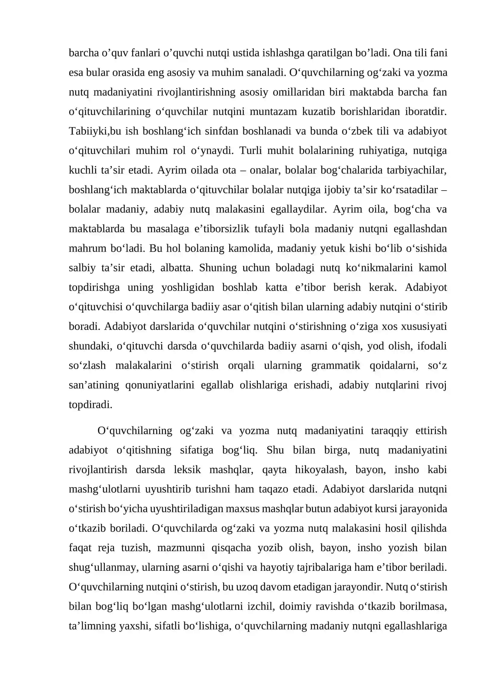 Ogʻzaki va yozma nutqni rivojlantirishda badiiy asar va matbuot materiallaridan foydalanish 3
