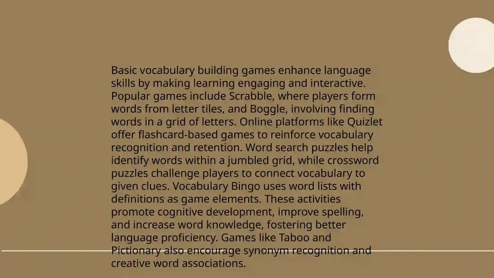 Basic Vocabulary Building Games 3