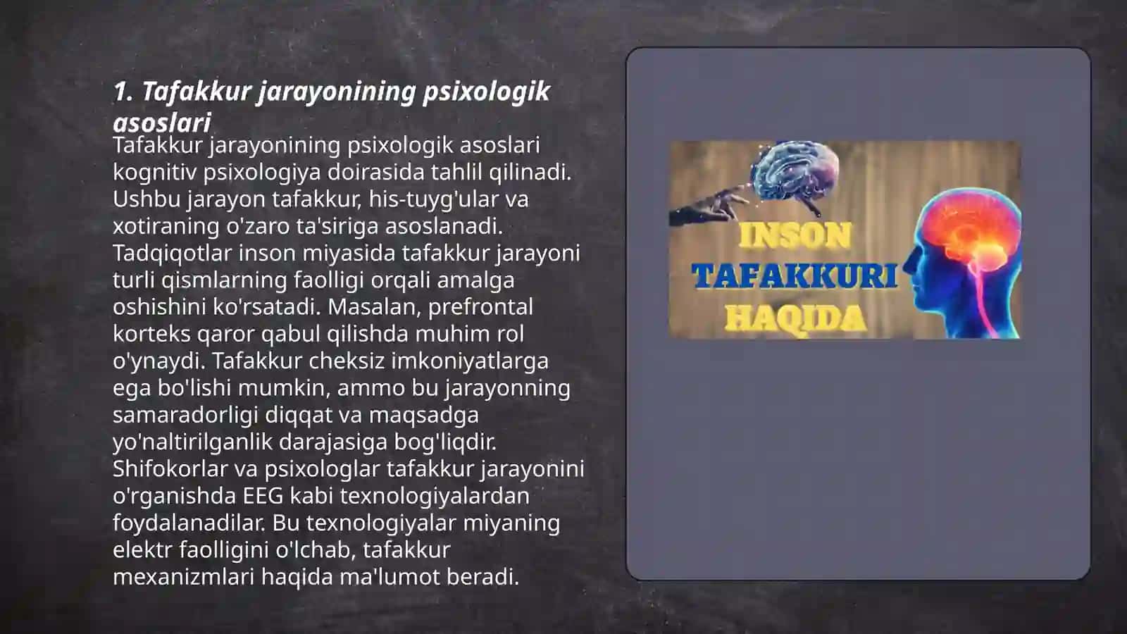 Tafakkur va mustaqil fikrlash shart sharoitlari psixologiya 3
