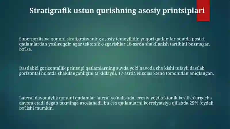 Stratigrafik ustuntuzish usullari 3