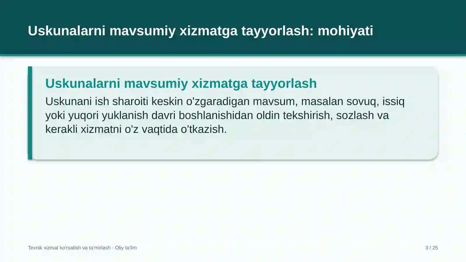Chorvachilik xo'jaliklarida uskunalarni mavsumiy xizmatga tayyorlash 3