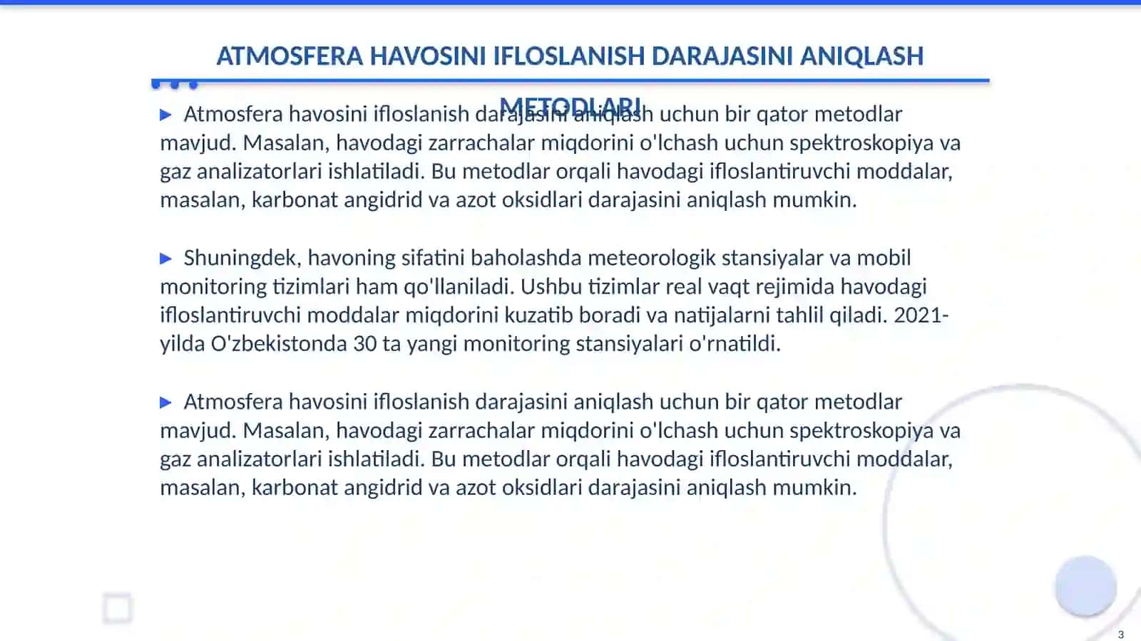 ATMOSFERA HAVOSINI IFLOSLANISH DARAJASINI ANIQLASH METODLARI 3