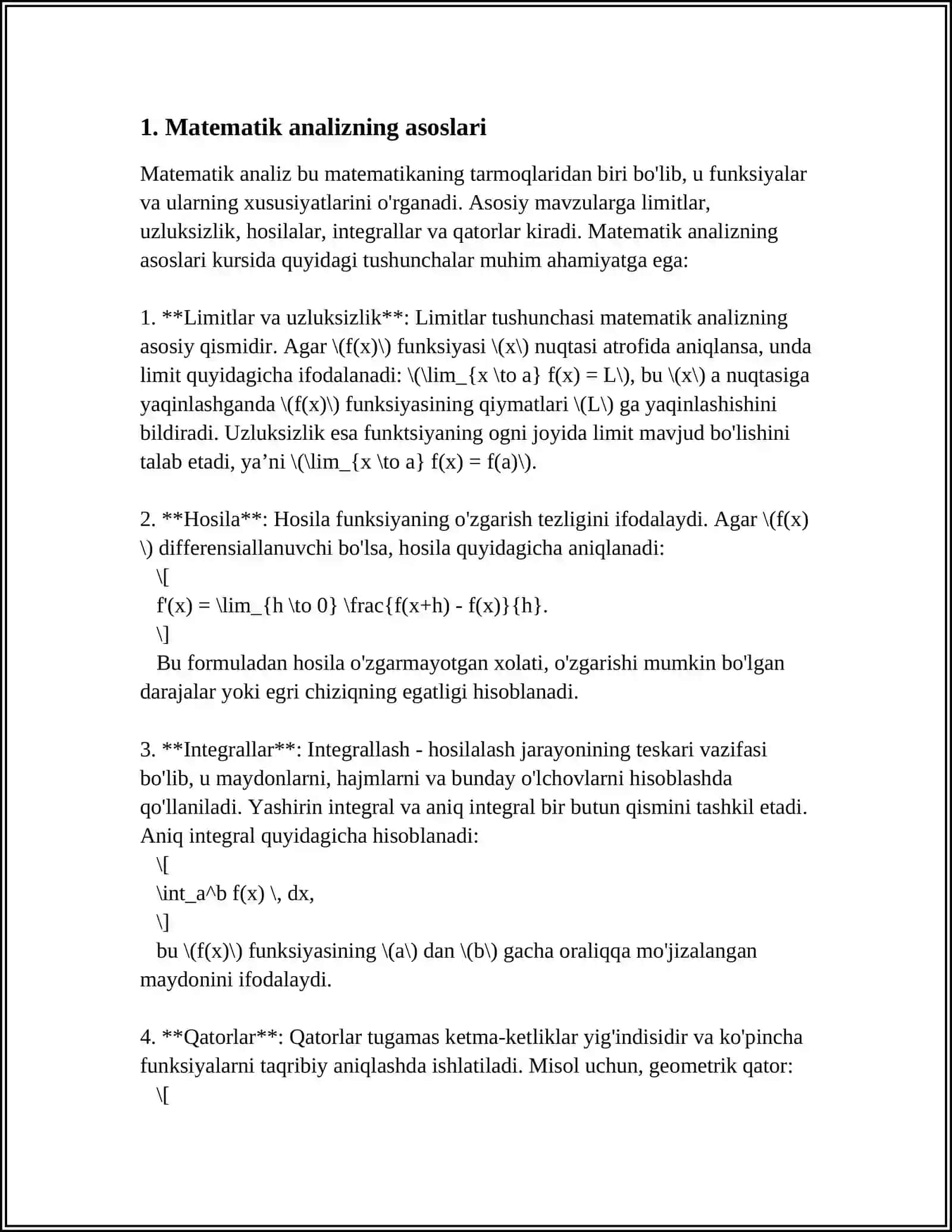 MAMATOV BERDIMUROD SHUXRAT OGʻLI 1-KURS 105-GURUH 3