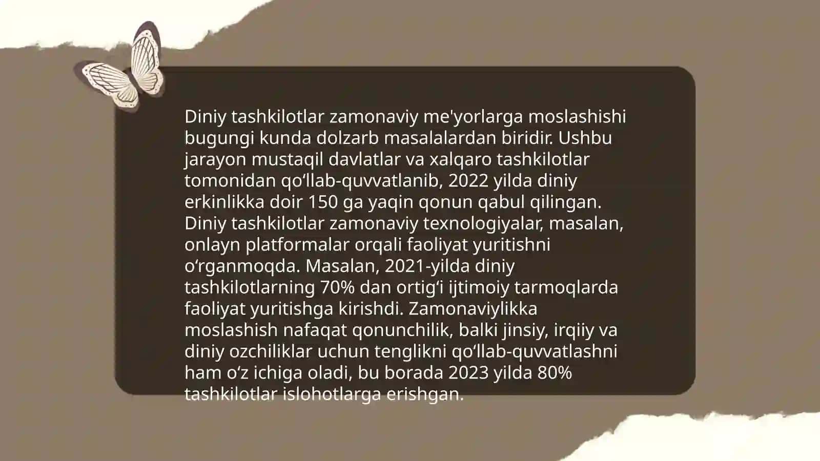 Diniy tashkilotlarning zamonaviy dunyoviy me'yorlarga moslashuvining ahamiyati 3