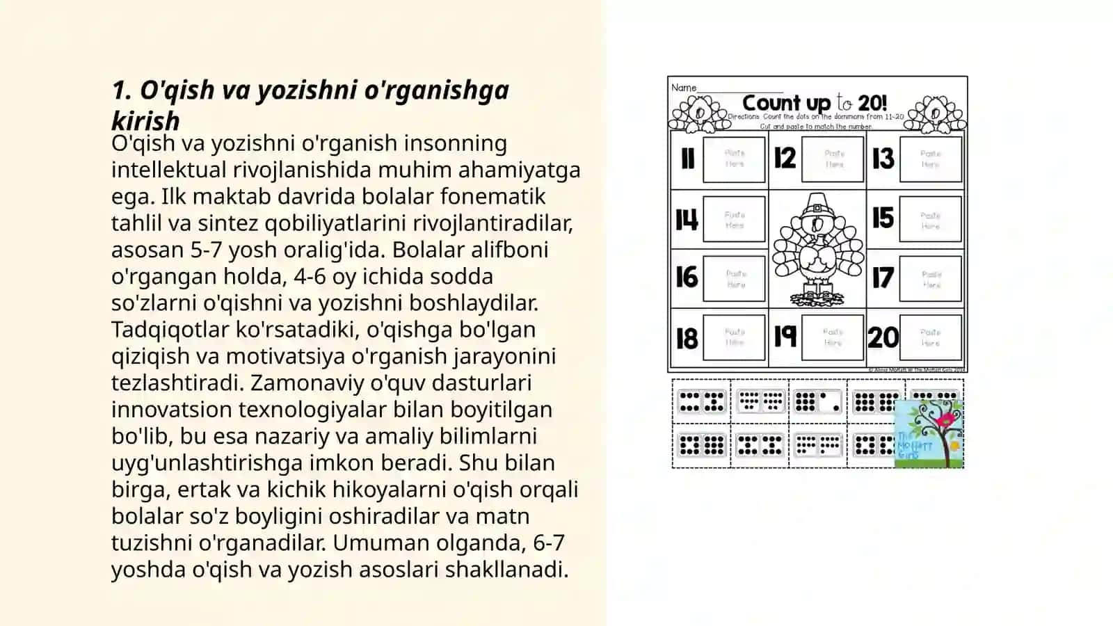 O'qish va yozishni o'rganishga kirish 3