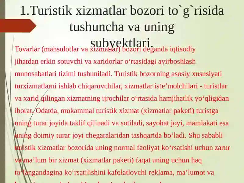 Turistik xizmatlar bozori 3