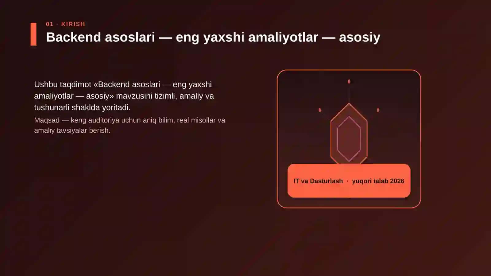 Backend asoslari — eng yaxshi amaliyotlar — asosiy 3