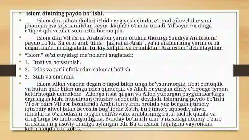 ISLOM. ISLOM DININING ASOSIY MANBALARI 3
