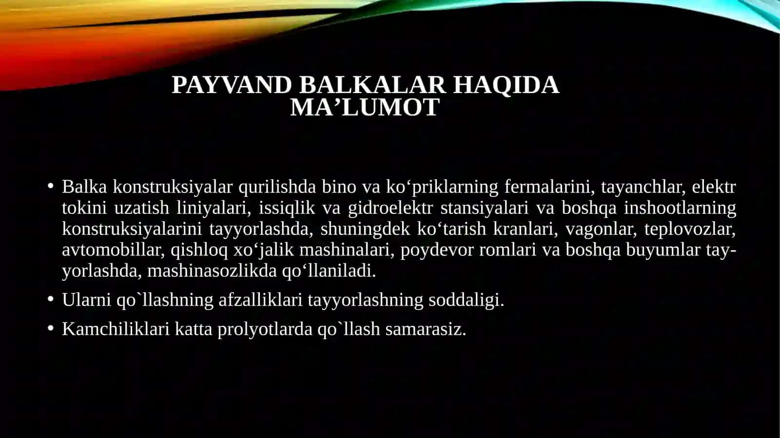 Balkali konstruktsiyalarni ishlab chiqarish texnologiyasi 3