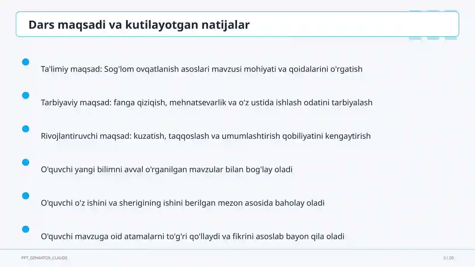 Sog'lom ovqatlanish asoslari (3-sinf) 3
