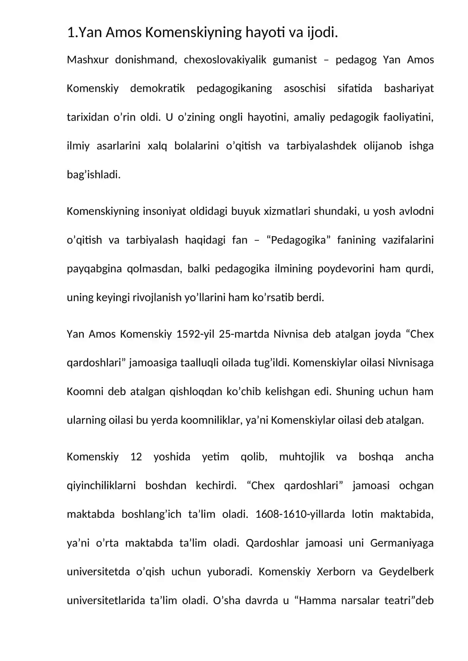 Yan Amos Komenskiyning pedagogic qarashlari va “Buyuk didaktika” asari haqida 3