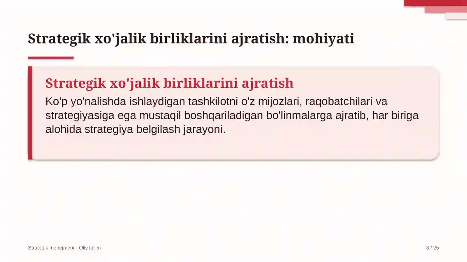 g'aznachilik tizimida strategik xo'jalik birliklarini ajratish 8419 3