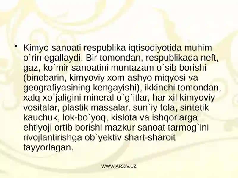 O`zbekistonning kimyo sanoati 3