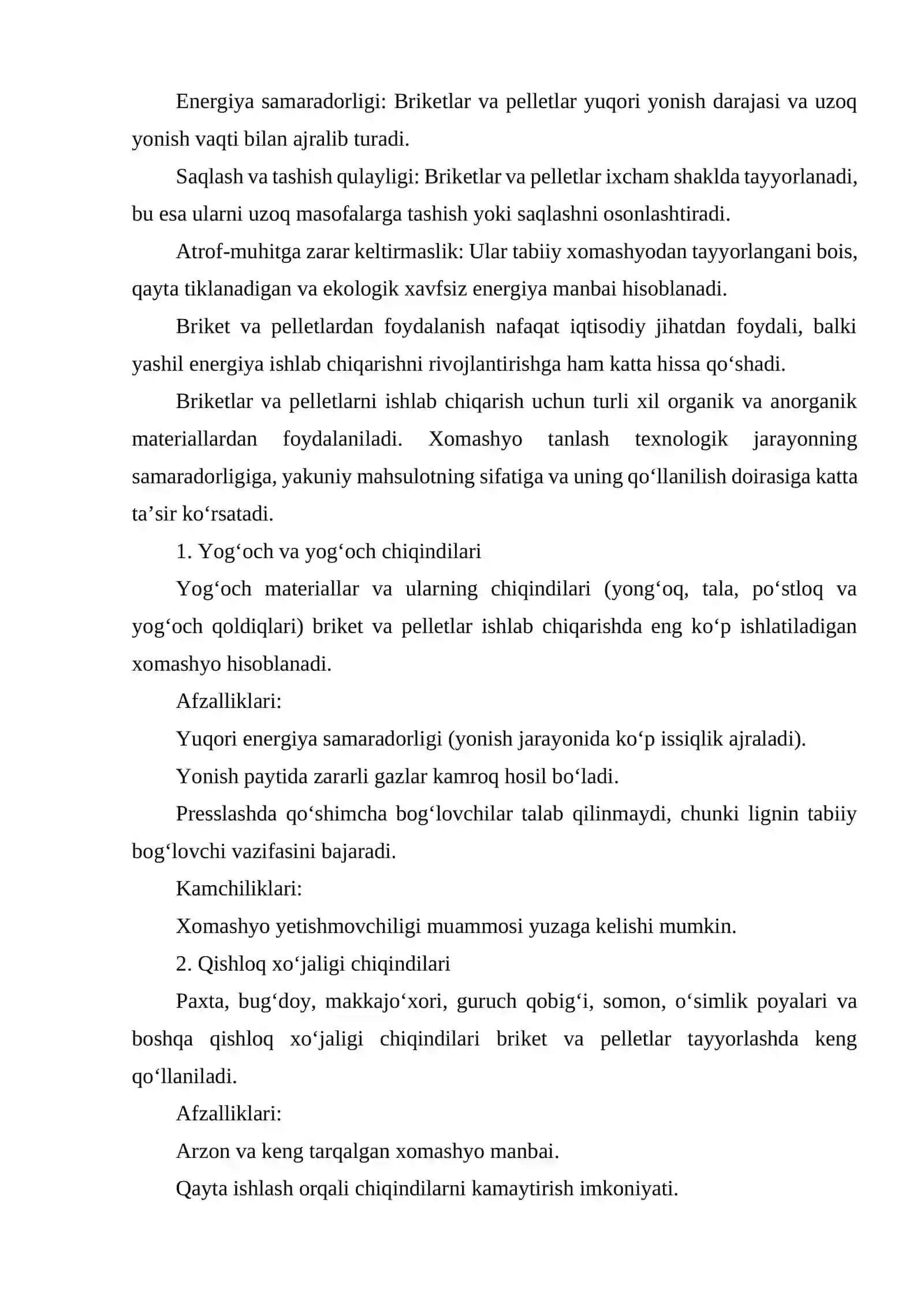 BRIKETLAR VA PELLETLAR OLISH TEXNOLOGIYALARI 3