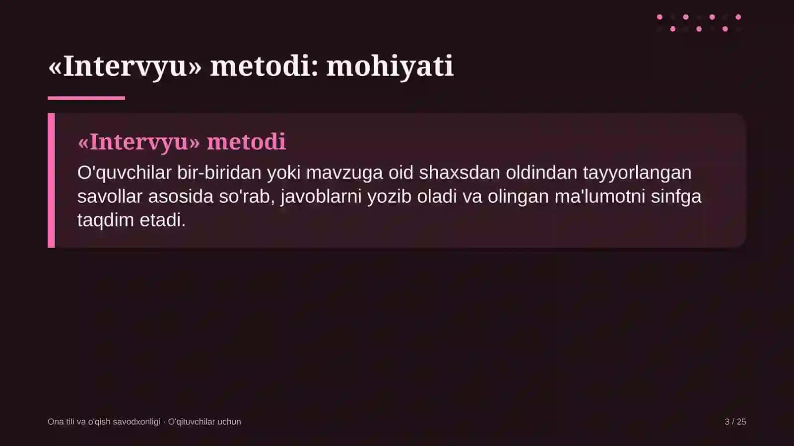 ona tili va o'qish savodxonligi darslarida intervyu metodidan foydalanish 2539 3