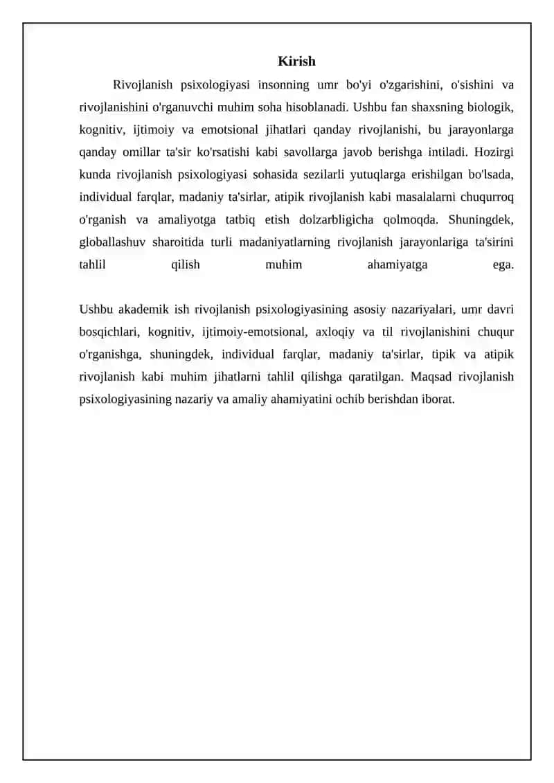 Rivojlanish psixologiyasiga kirish: Nazariyalar va asosiy tushunchalar 3