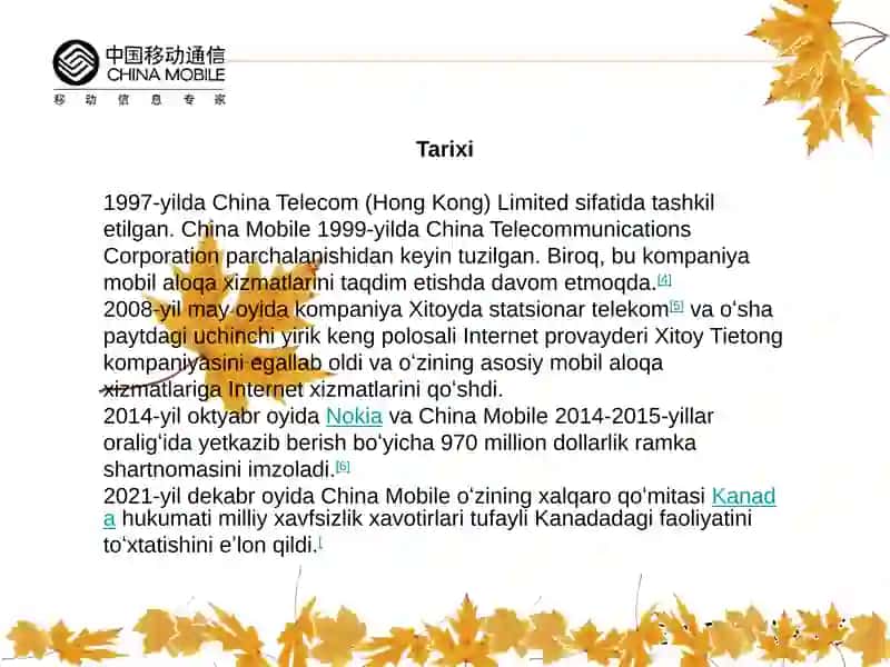 CHINA MOBILE KOMPANIYASI 3