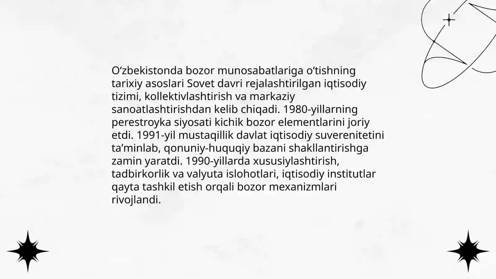Oʻzbekiston Respublikasi bozor munosabatlari shakllanishi 3