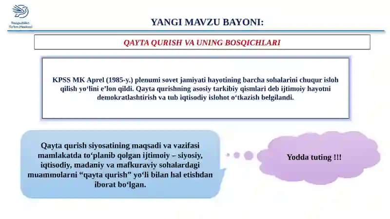 Qayta qurish siyosati va uning inqirozi. Farg‘ona fojialari. 3