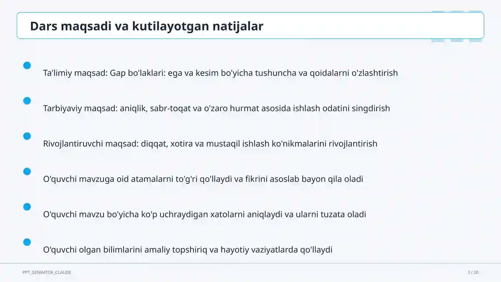 Dars rejasi 3