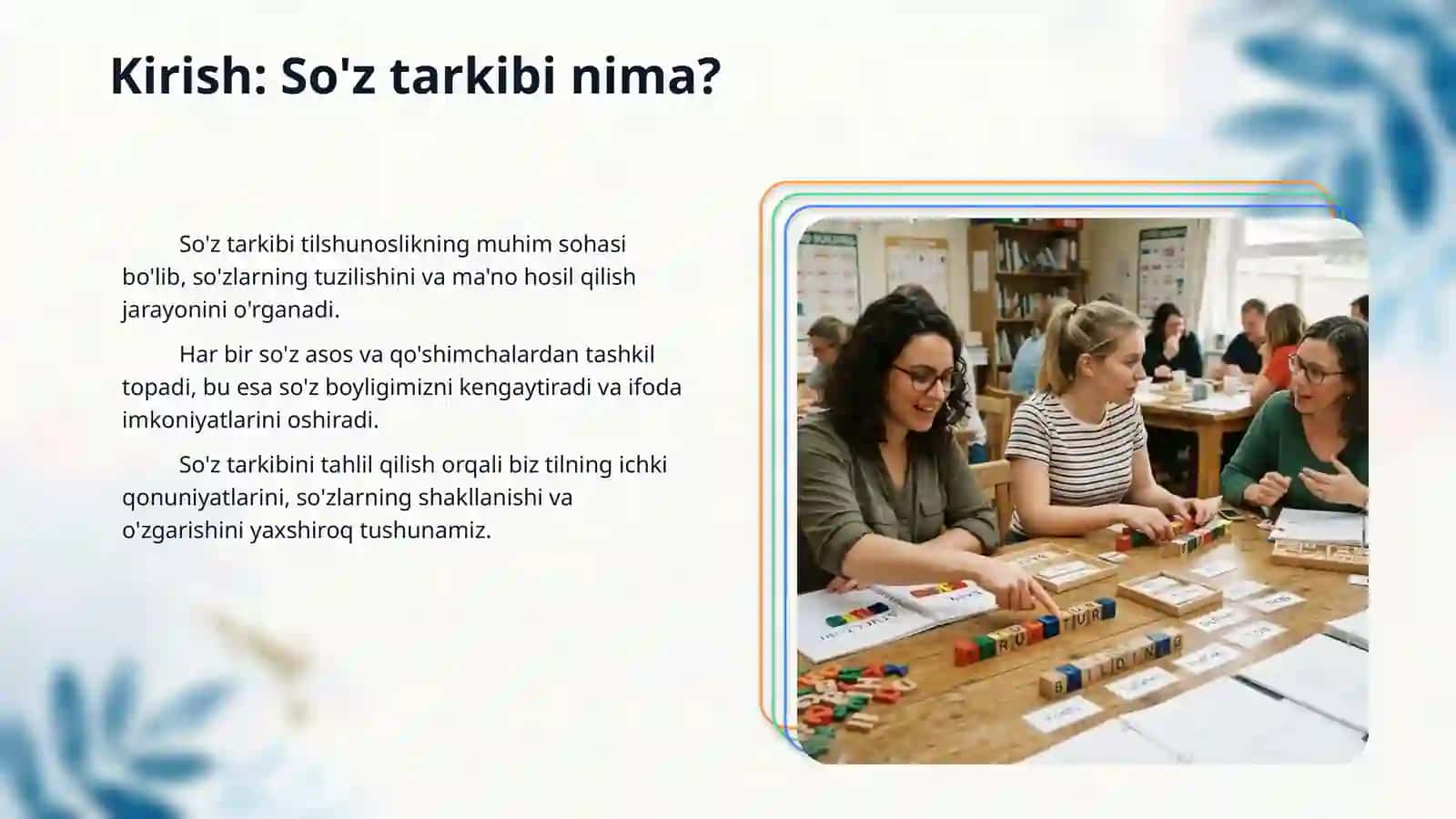 So'z tarkibi. Asos va qo'shimchalar 3