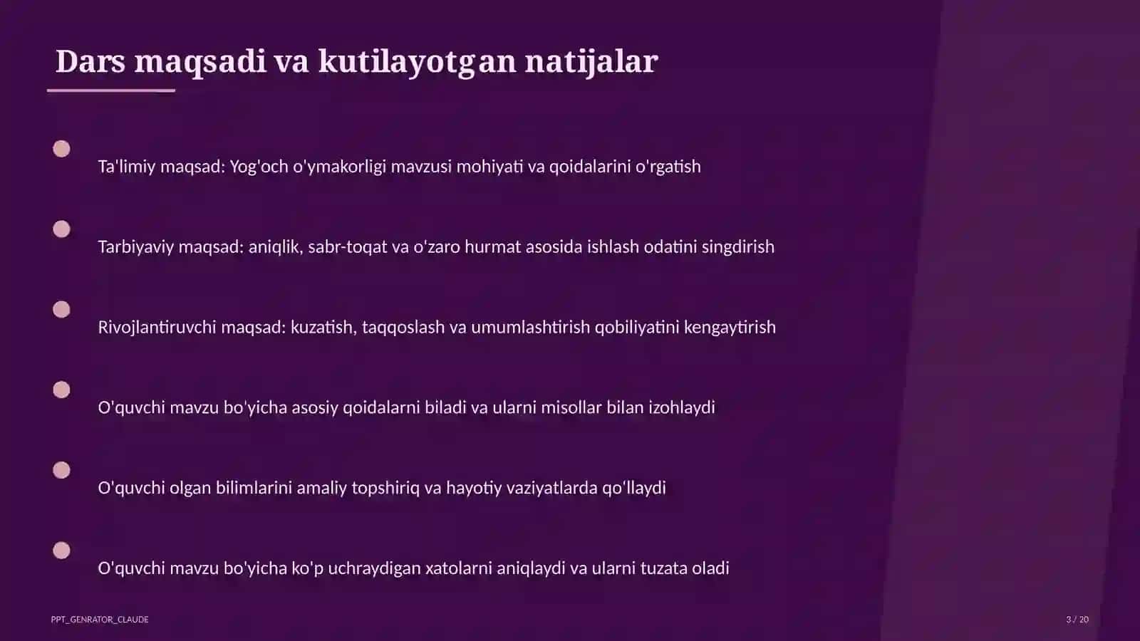 Yog'och o'ymakorligi (7-sinf) 3
