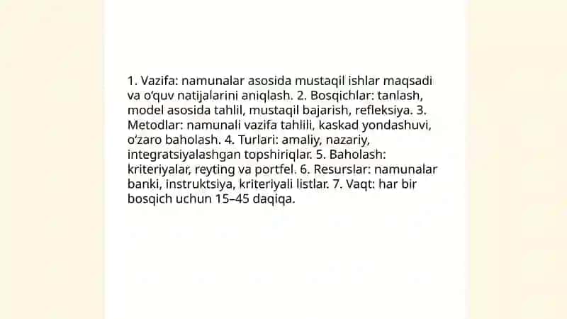 Namunalar bo'yicha mustaqil ishlar 3