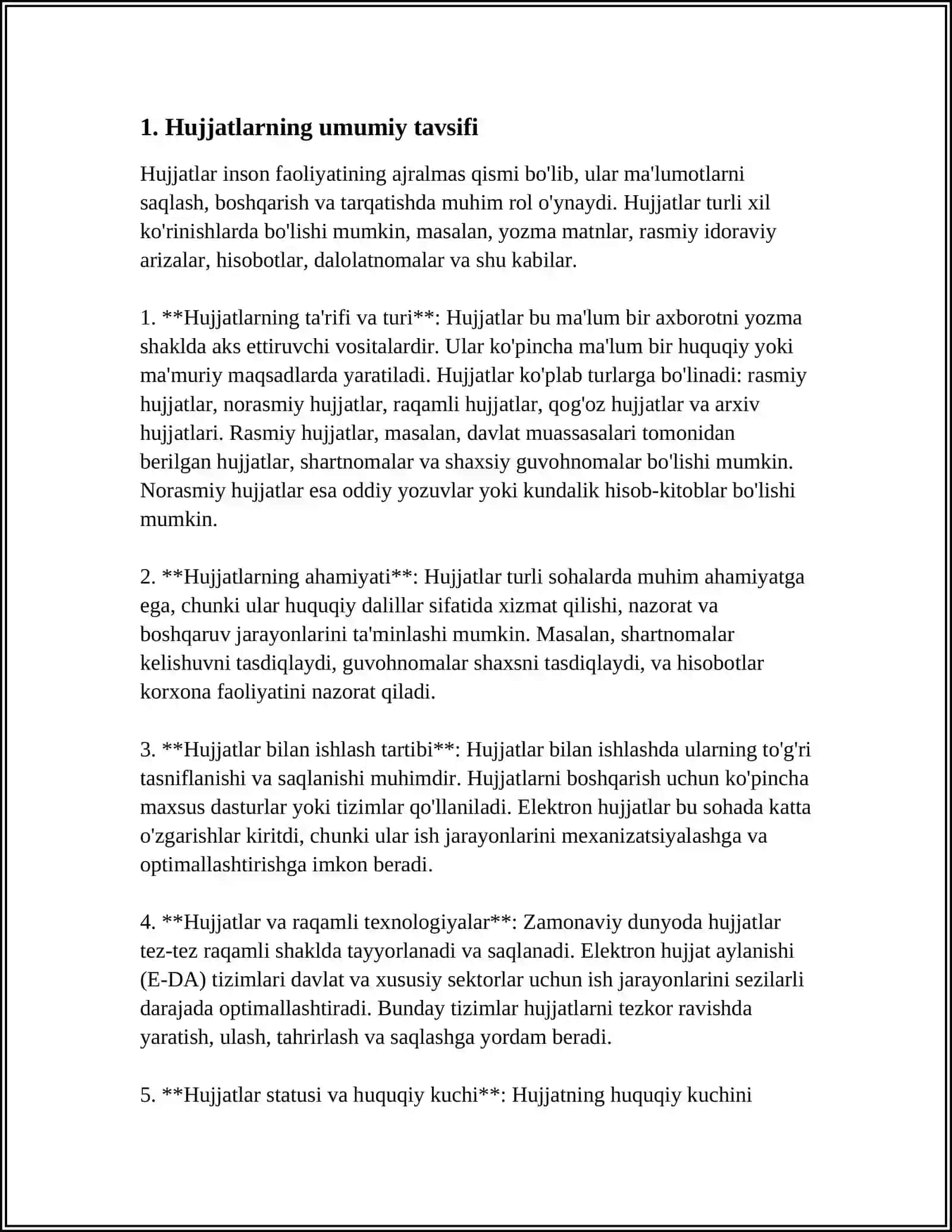 Ish hujjatlari va ularga qo'yaladigan asosiy talablar 3
