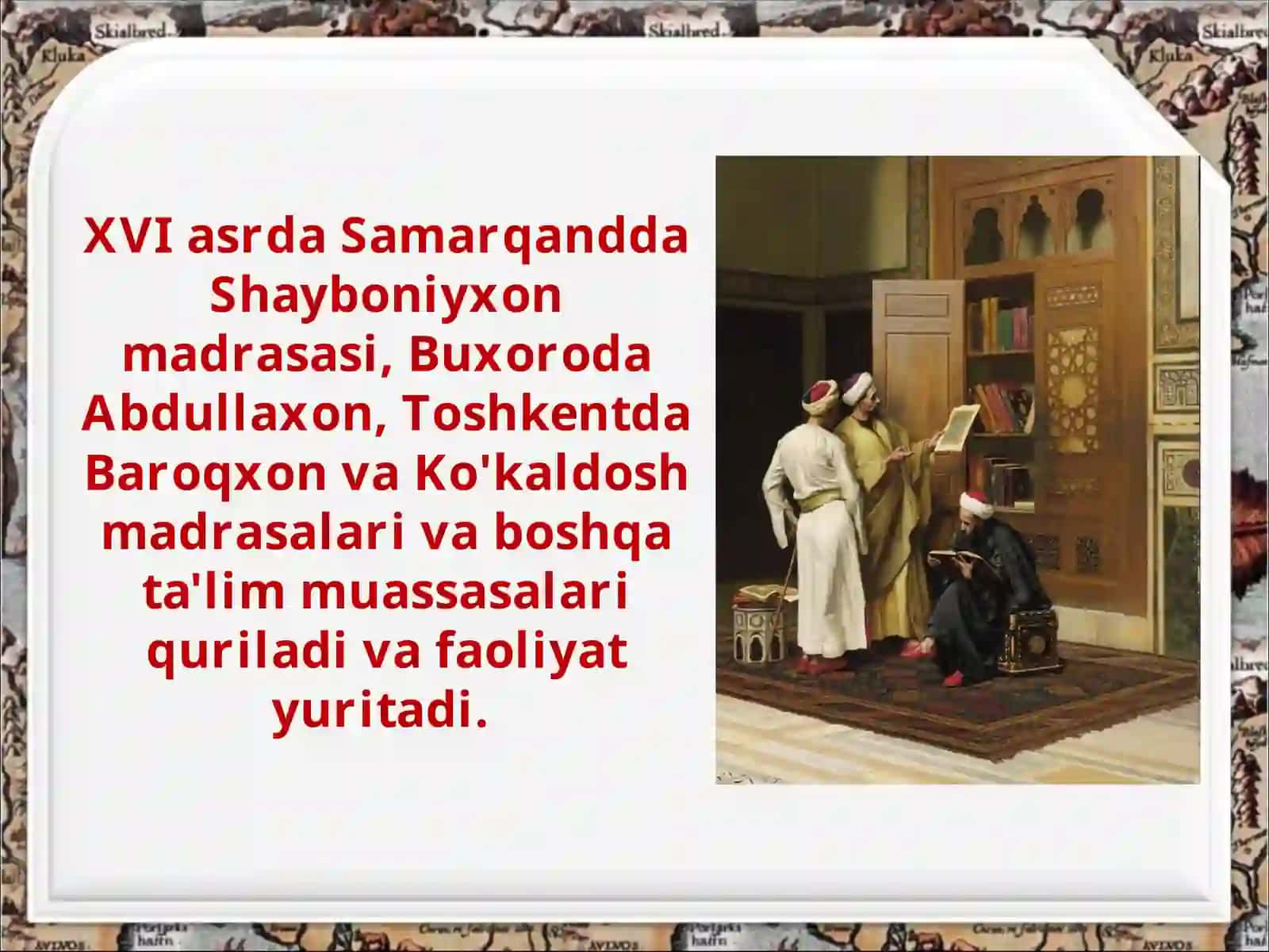 XVI asrda Buxoro xonligida madaniy hayot 3