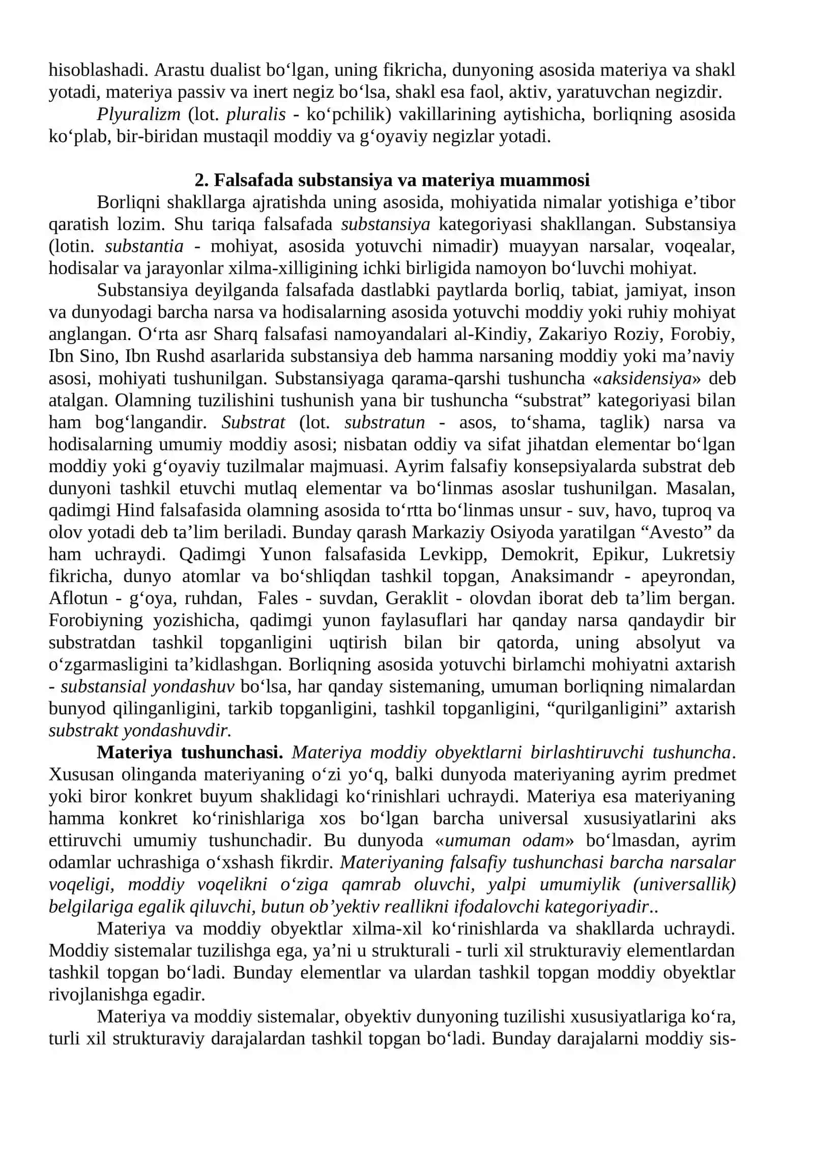 2 BORLIQ FALSAFASI (ONTOLOGIYA), RIVOJLANISH FALSAFASI 3