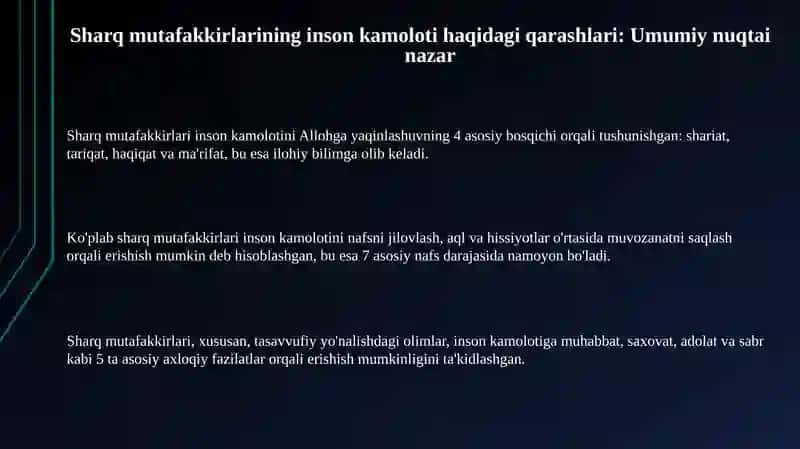 Sharqmutaffakkirlarining islomdinining inson kamoloti haqidagi goyalar 3