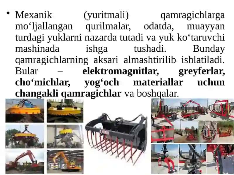 Mexanik va mashinaning ishchi organi ichiga o‘rnatilgan qamragichlar 3