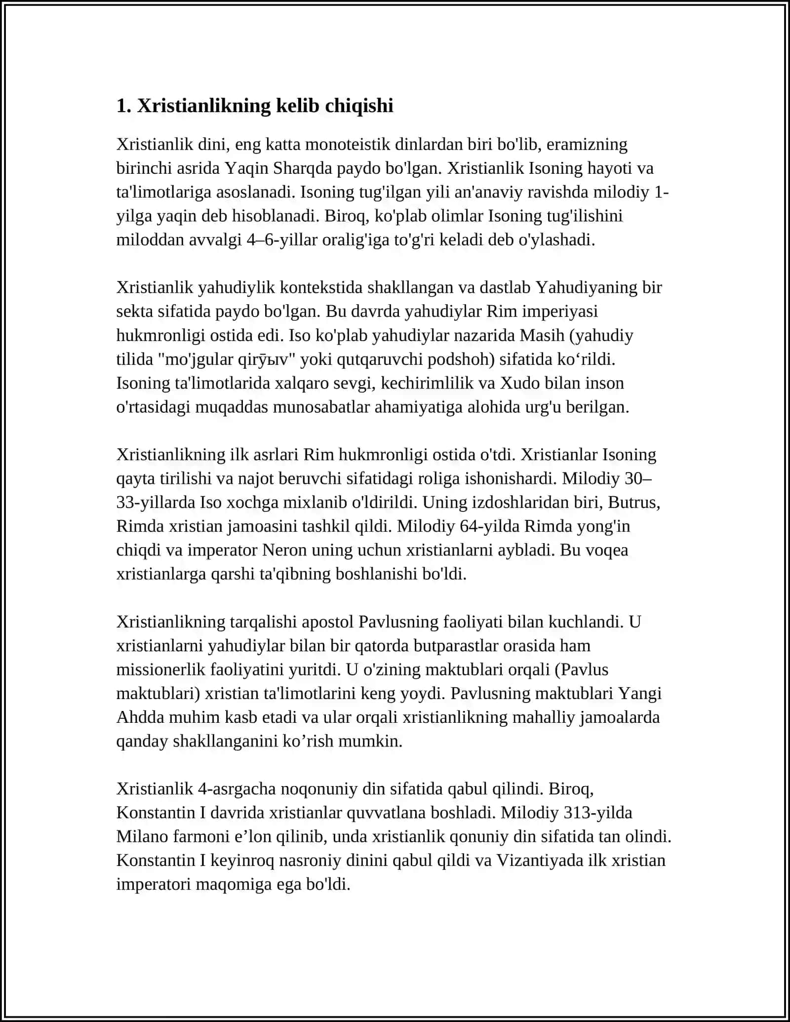 XRISTIANLIK DININING PAYDO BOʻLISHI VA MANBALARI 3