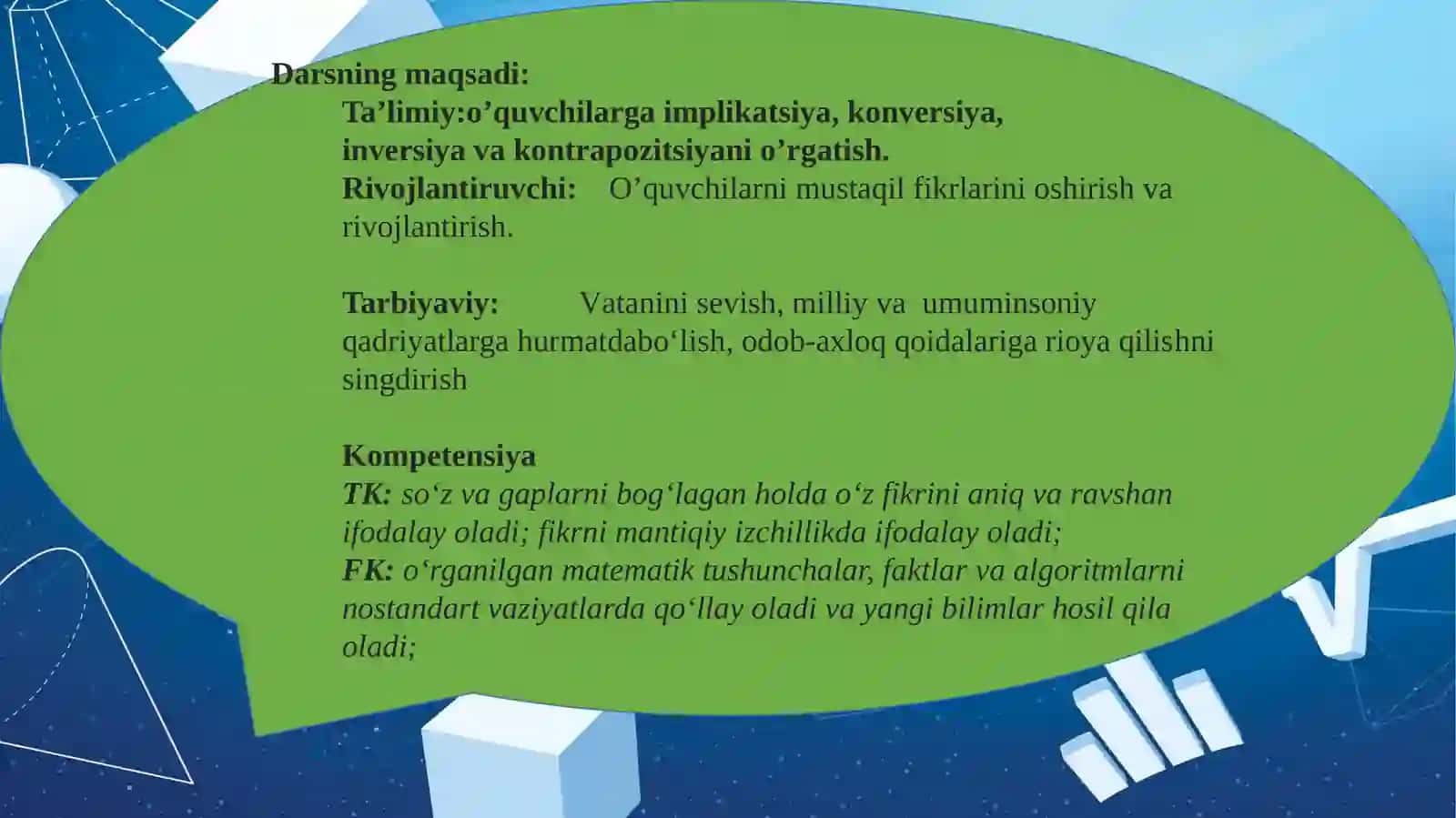 MATEMATIKA FANI O‘QITUVCHISI 9-SINF 3