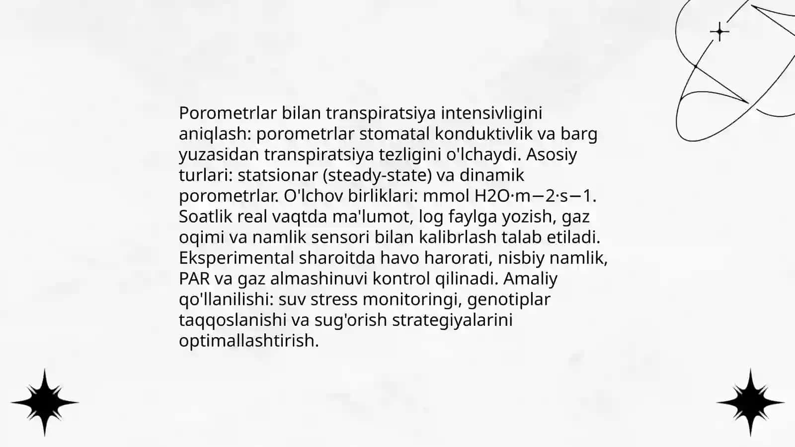 Porometrlar bilan transpiratsiya intensivligini aniqlash 3