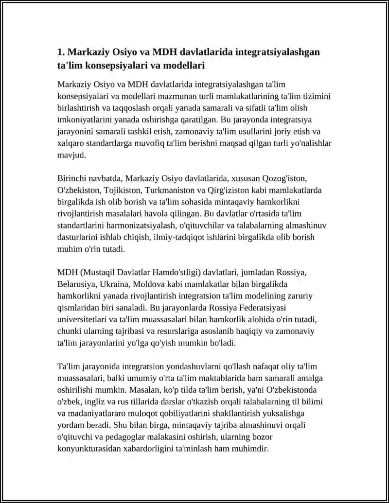 MARKAZIY OSIYO VA MDH DAVLATLARIDA INTEGRATSIYALASHGAN TAʼLIM 3