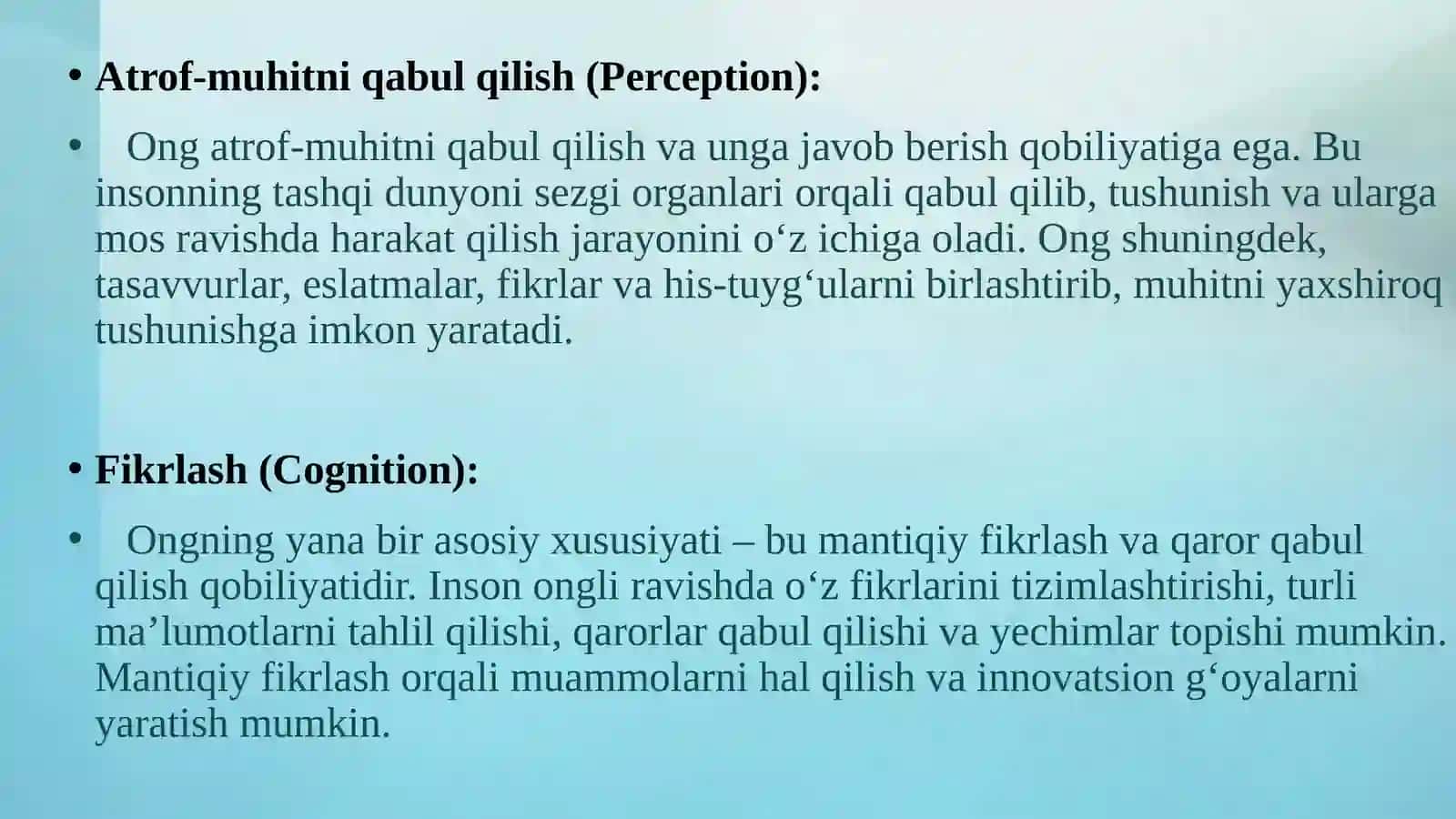 Ong. Uning xuxusiyatlari ta turlari 3
