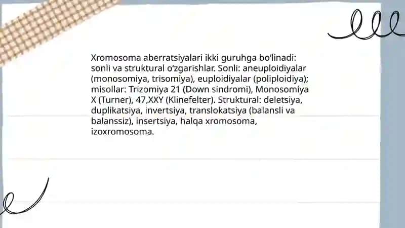Xramasoma abberatsiyalari yoki qayta tuzilishlari 3