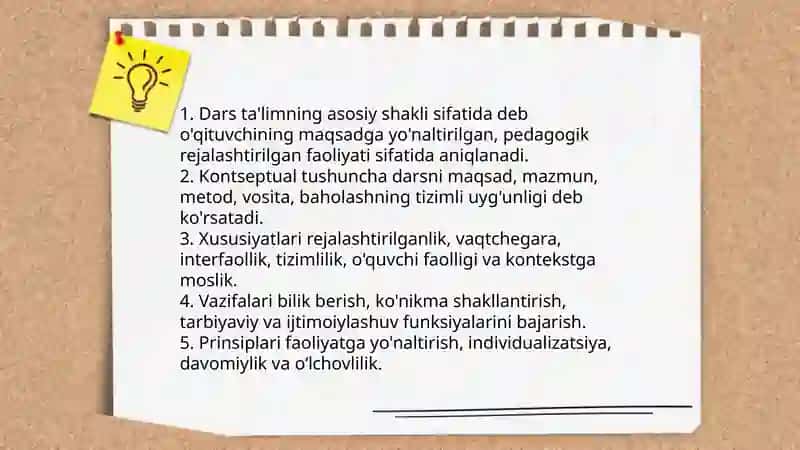 Dars ta'limning asosiy shakli sifatida 3