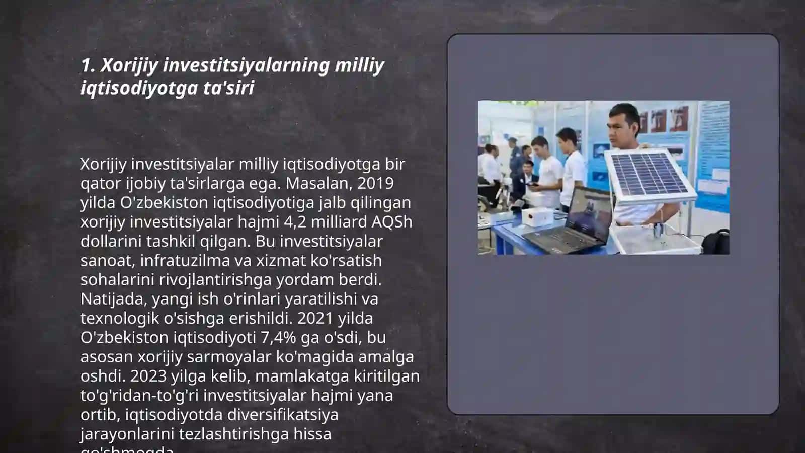 Iqtisodiyotni rivojlantirishda xorijiy investetsiyalarning o'rni 3