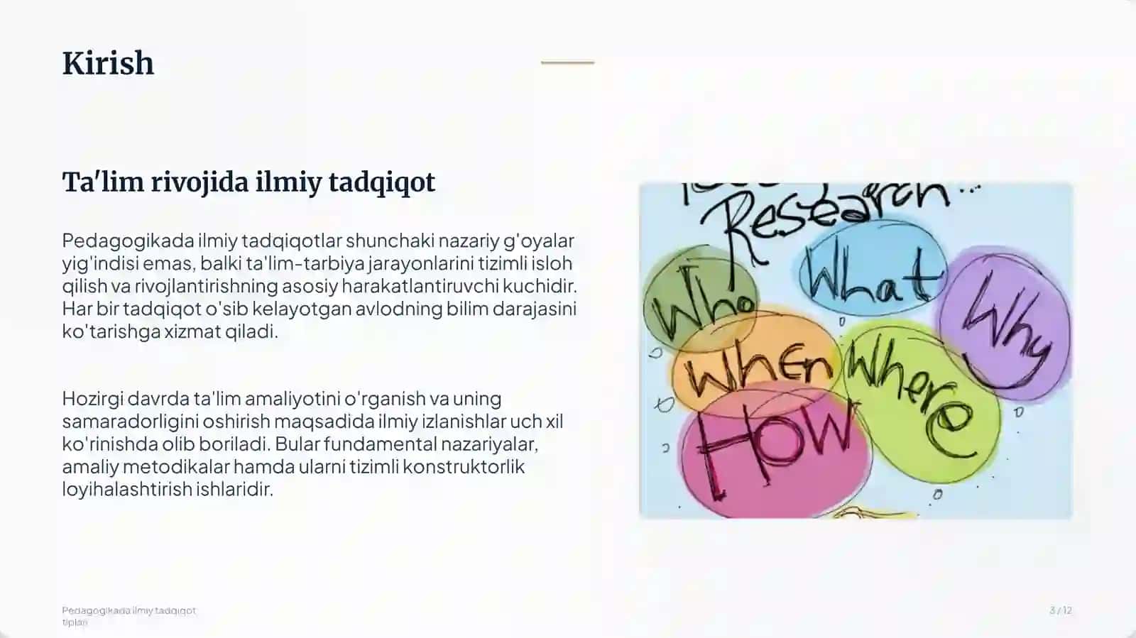 Pedagogikada ilmiy tadqiqotning asosiy tiplari 3