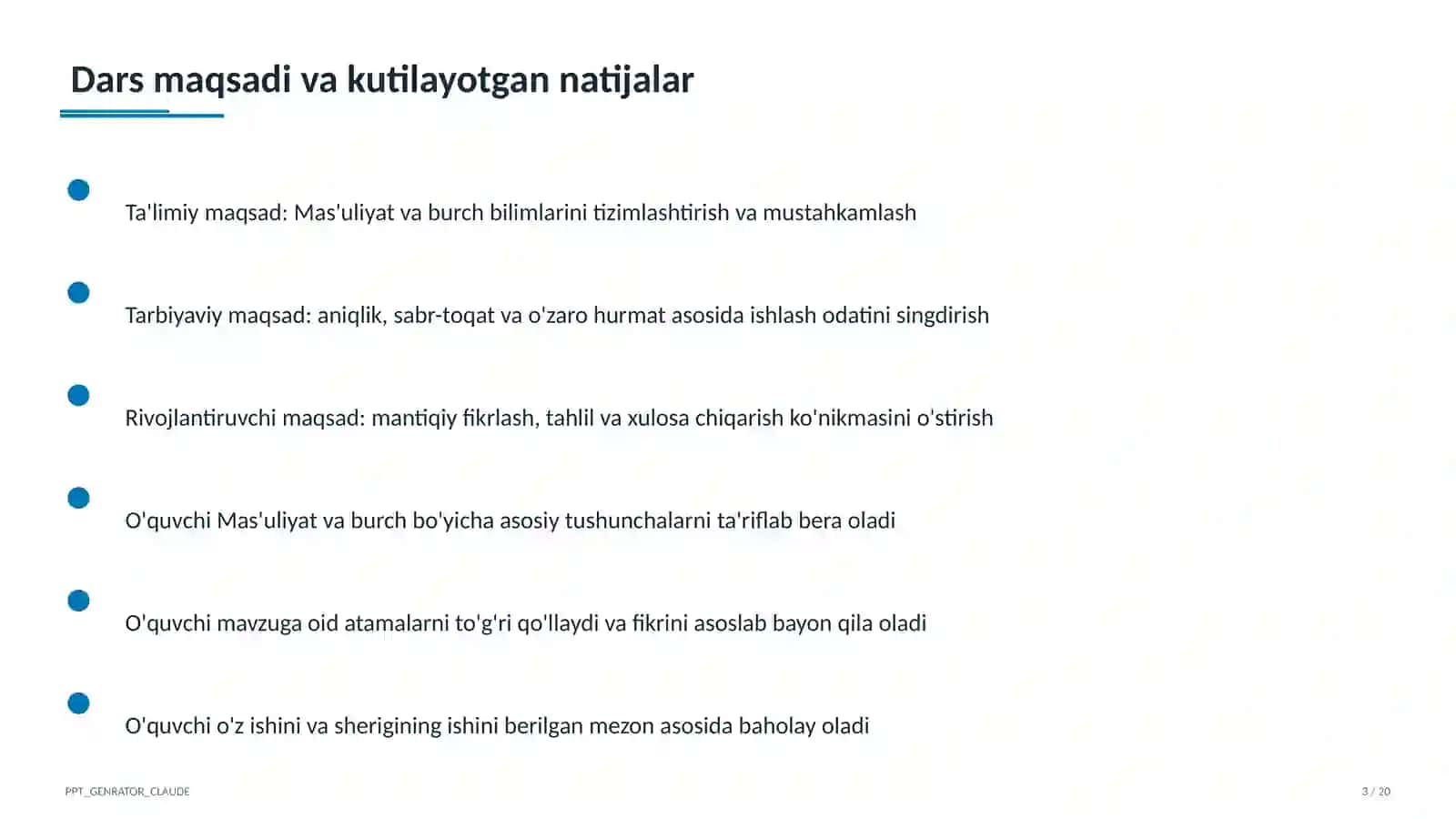 Mas'uliyat va burch (6-sinf) 3
