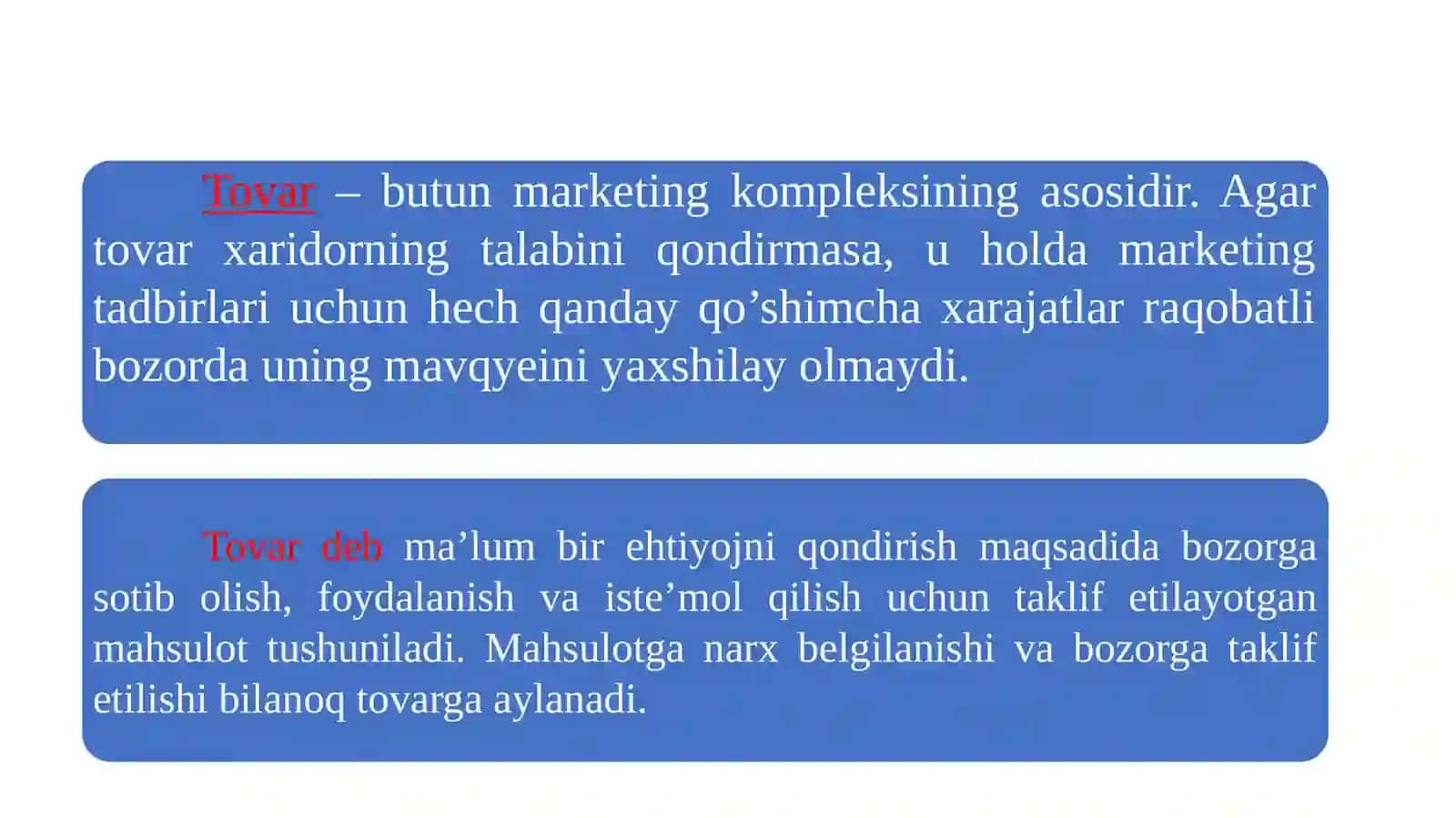 MARKETING TIZIMIDA TOVAR VA XIZMATLAR 3
