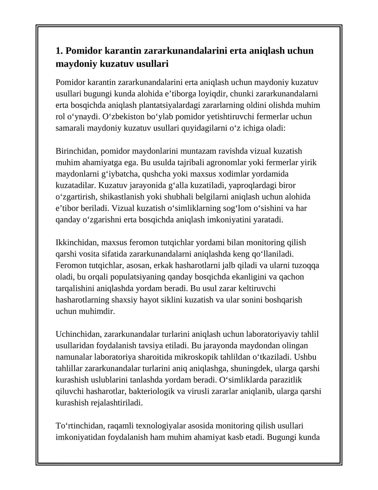POMIDOR KARANTIN ZARARKUNANDALARINI OLDINDAN ANIQLASH 3