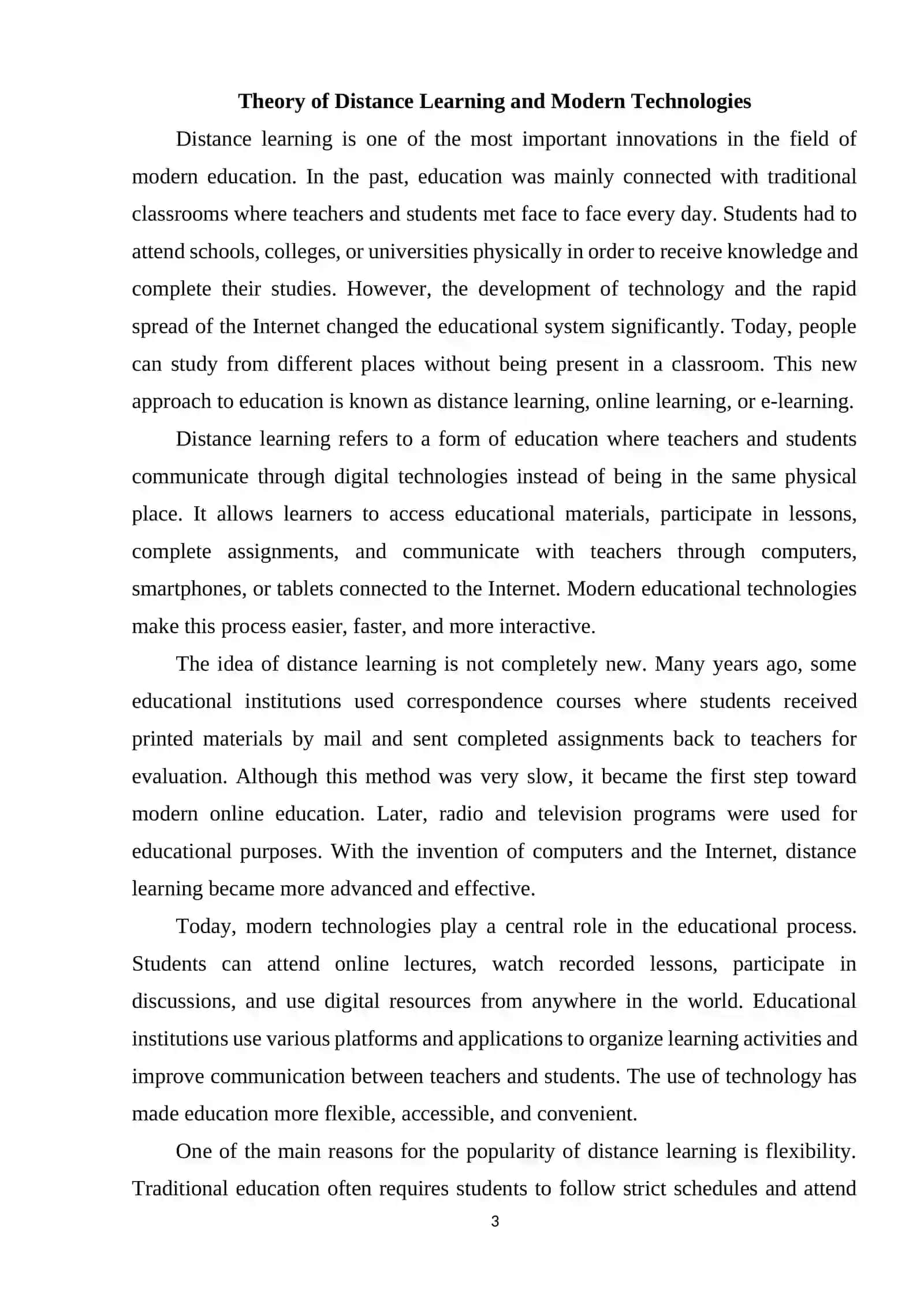 Distance learning and modern technologies. 3