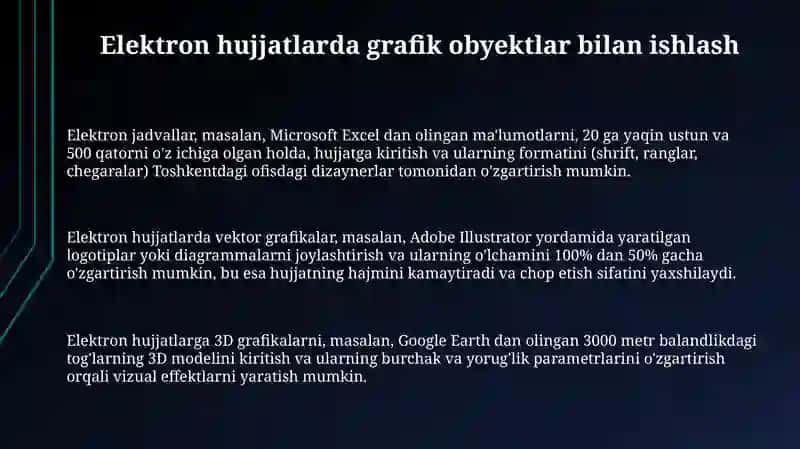 Elektron hujjatlarda grafik va formula ob'ektlaridan foydalanish 3