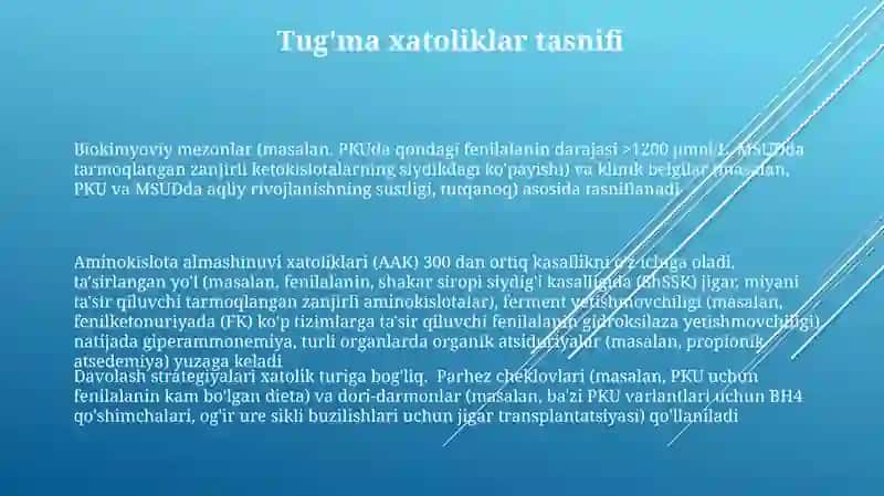 Aminokislotalar almashinuvi ning tugʻma kasalliklari 3