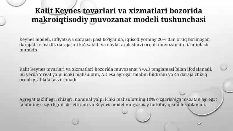 Keysning tavorlari va xizmatlari bozorida makroiqtisodiy muvozanat modeli 3