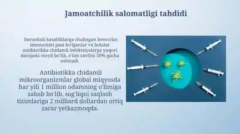Antibiotiklarga chidamli mikroorganizmlar. Global muammo 3
